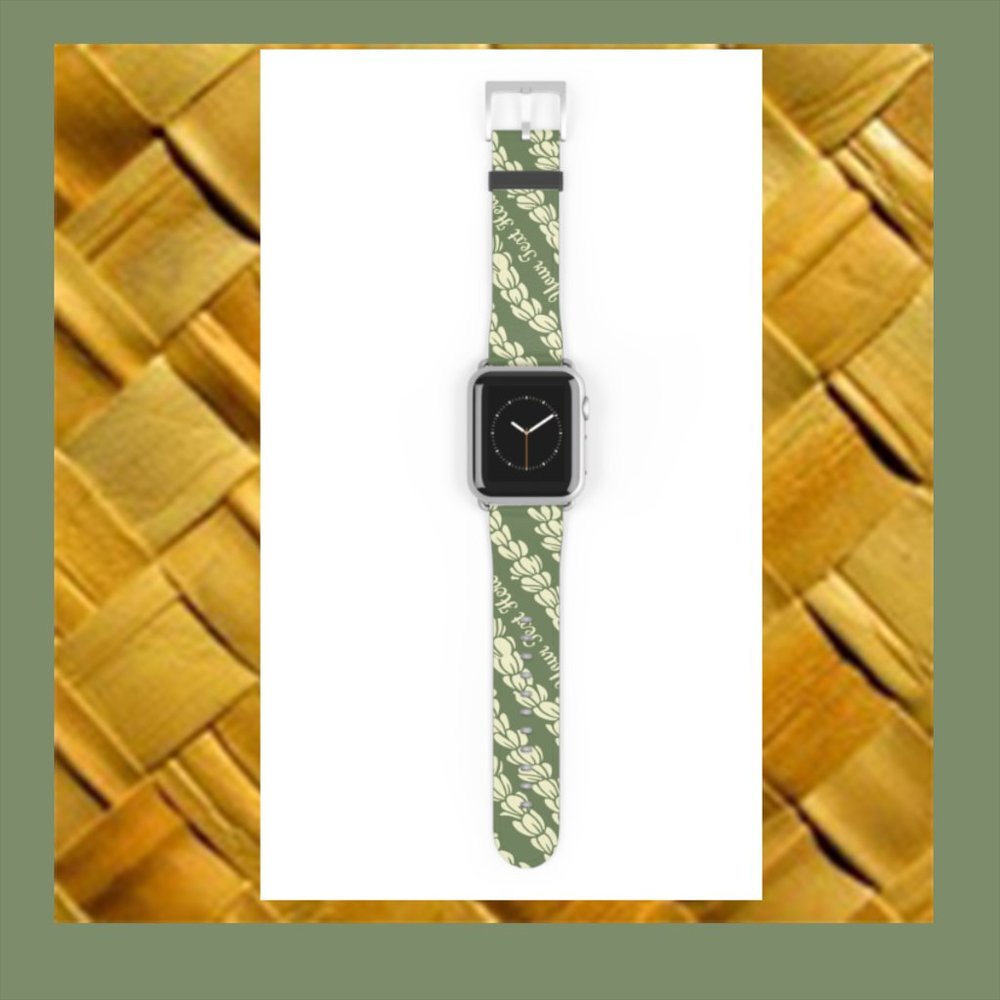 Apple Watch Bands-Hawaiian Lei Pikake Design-Green and Cream